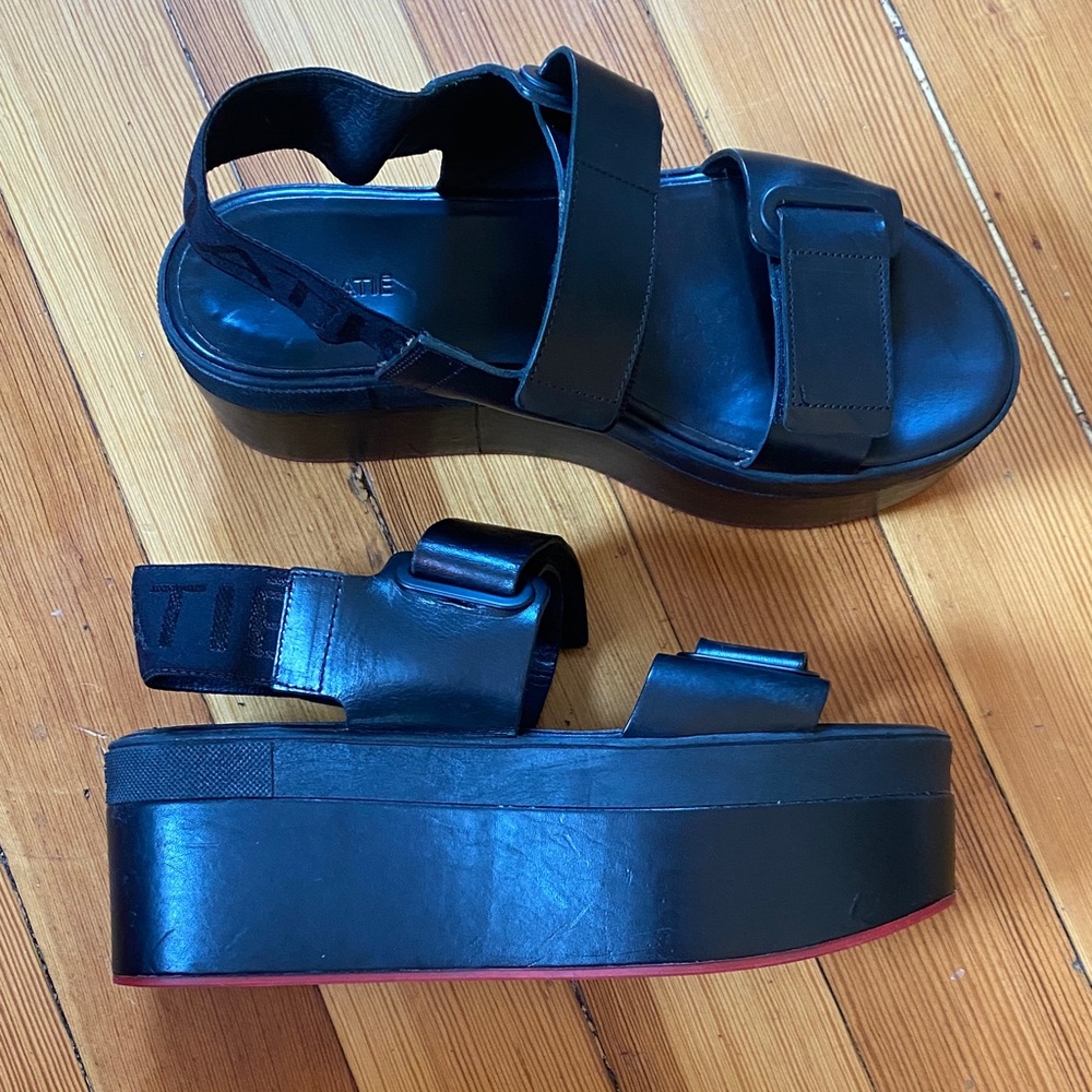 Vic Matie Black leather Platform Sandals velcro grunge y2k style